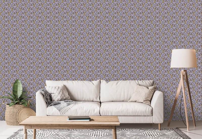 Thorn & Blossom Brown Lavender Floral Wallpaper