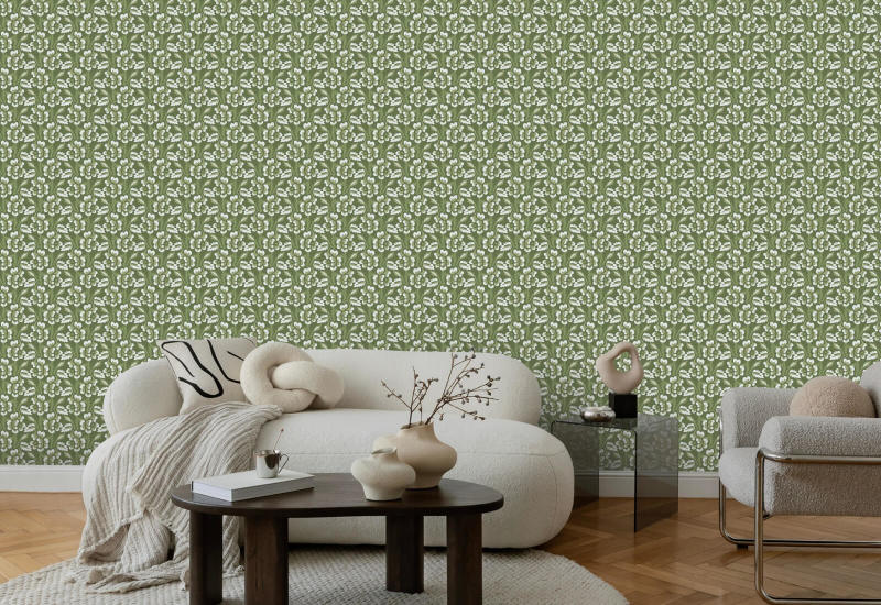 Thorn & Blossom Garden Green Floral Wallpaper