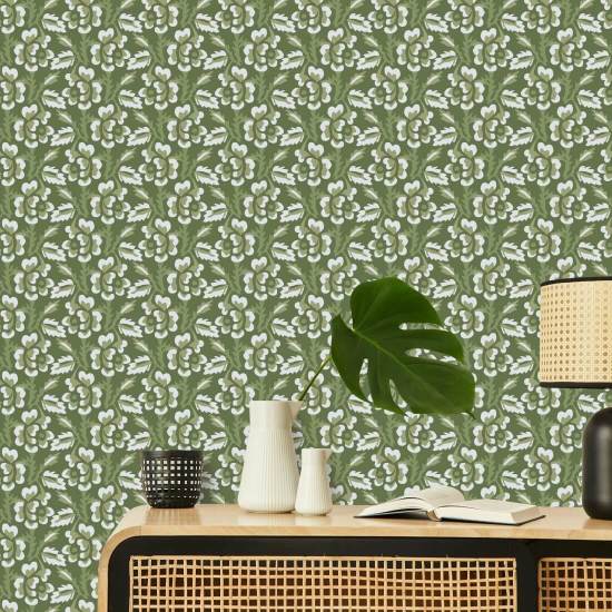 Thorn & Blossom Garden Green Floral Wallpaper