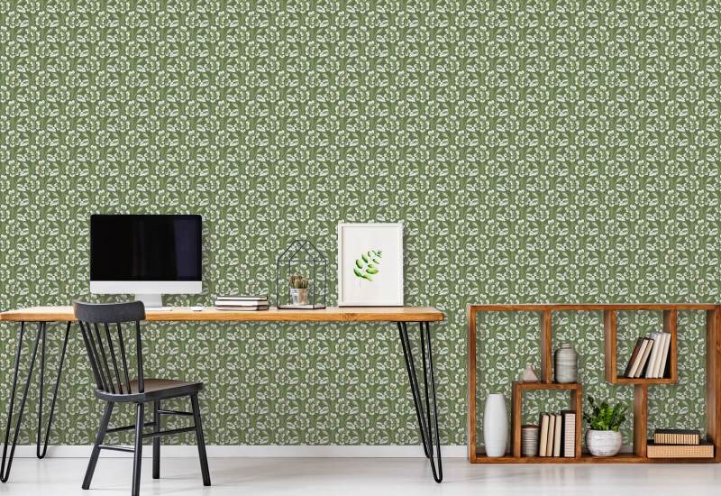 Thorn & Blossom Garden Green Floral Wallpaper