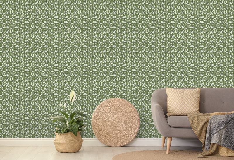 Thorn & Blossom Garden Green Floral Wallpaper