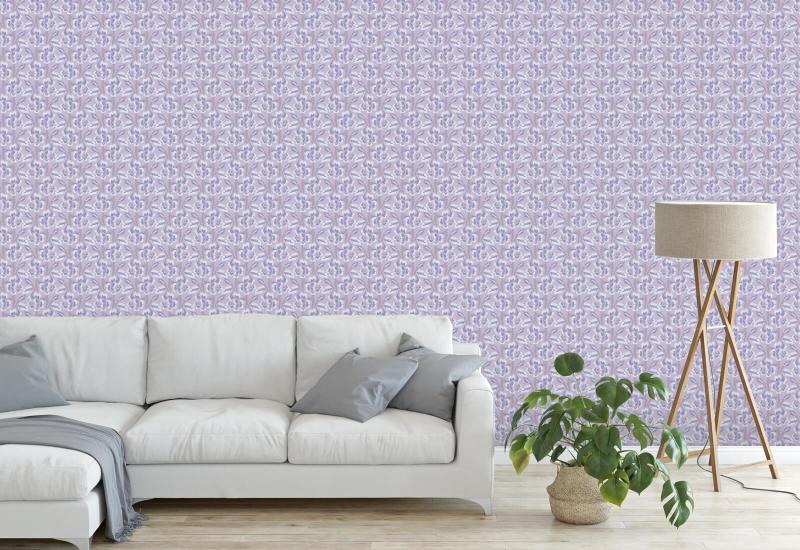 Espina y flor Papel pintado floral de amatista lila