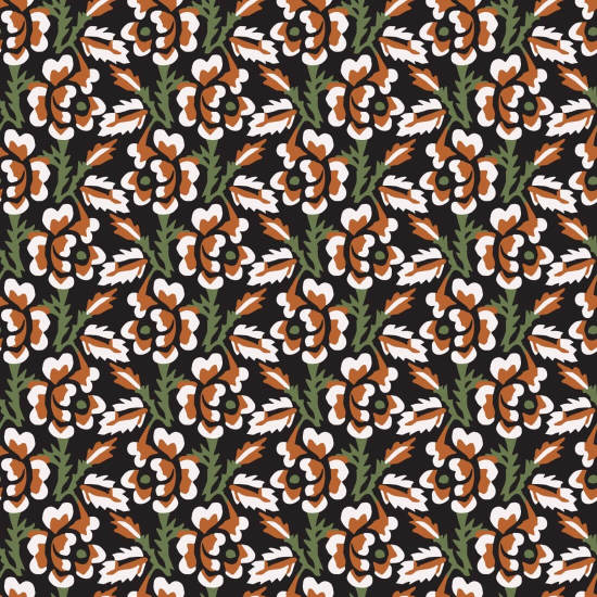 Thorn & Blossom Onyx Persimmon Floral Wallpaper