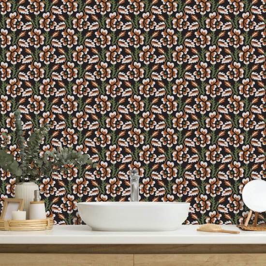 Dorn & Blossom Onyx-Persimmon-Blumentapete