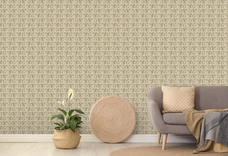 Thorn & Blossom Pale Eucalyptus Floral Wallpaper