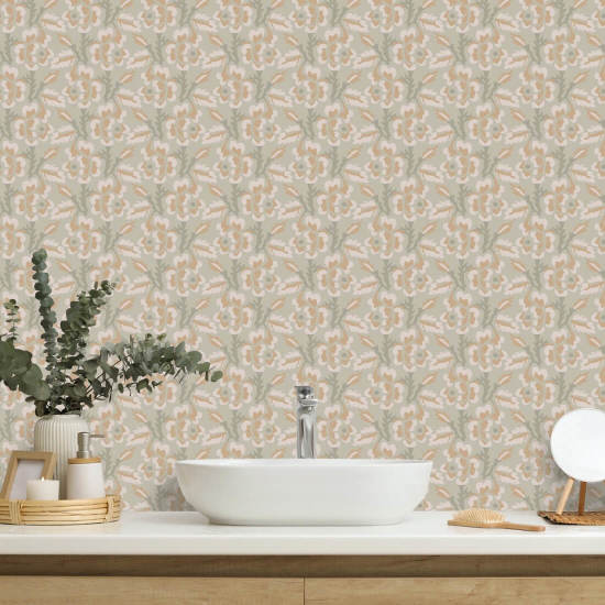 Thorn & Blossom Sunlit Apricot Floral Wallpaper