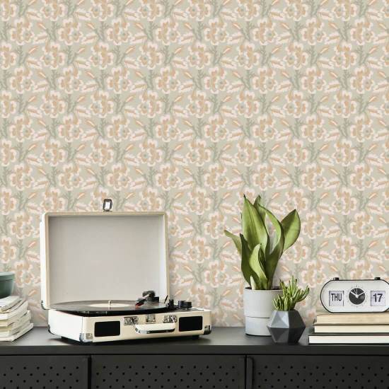 Thorn & Blossom Sunlit Apricot Floral Wallpaper