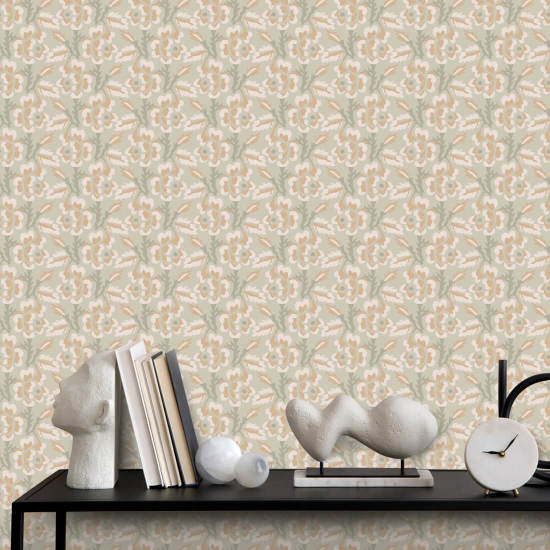 Thorn & Blossom Sunlit Apricot Floral Wallpaper
