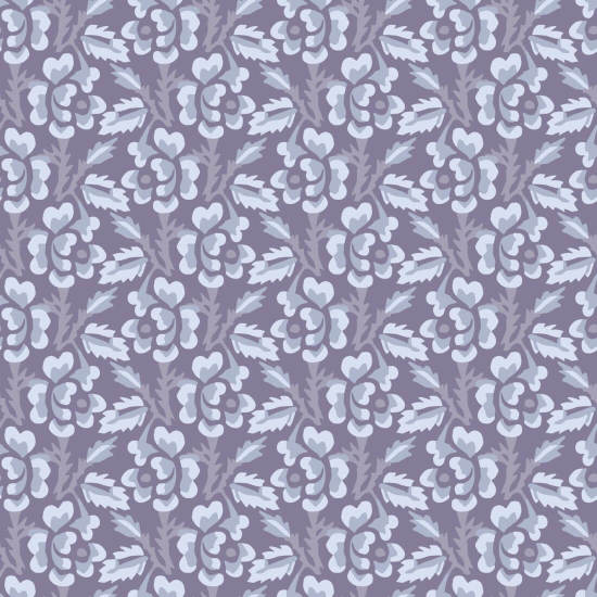 Épine et fleur Papier peint floral Violet Indigo