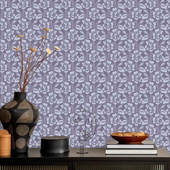Doorn en bloesem Violet Indigo bloemenbehang
