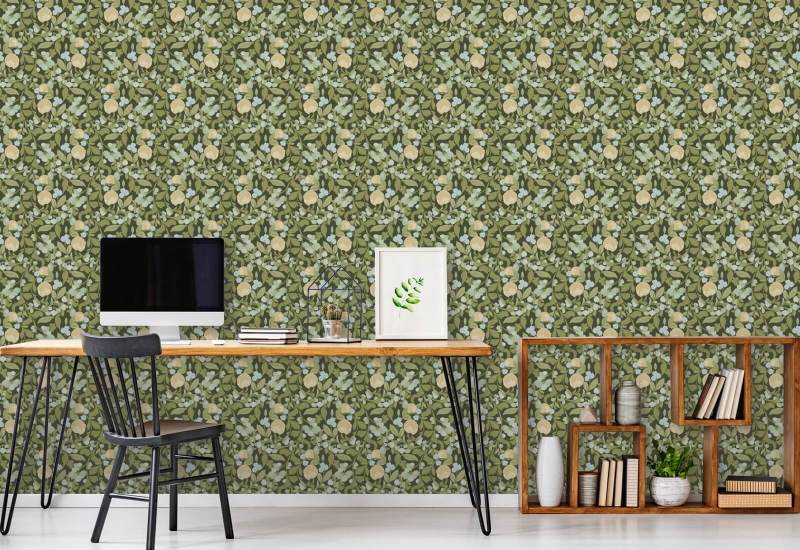 Spirende lund Deep Olive Floral Bakgrunn