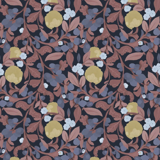 Budding Grove Midnight Garden Floral Wallpaper