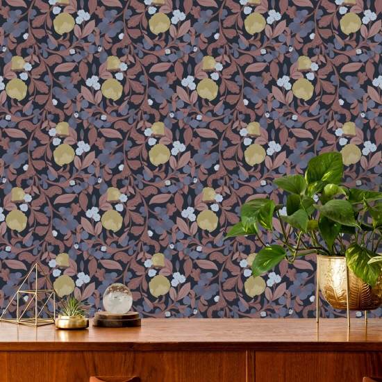 Budding Grove Midnight Garden Floral Wallpaper