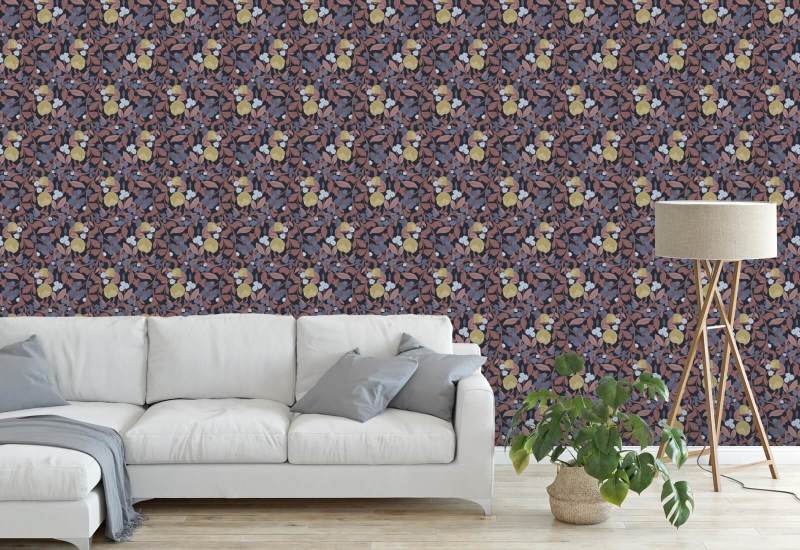 Spirande lund Midnight Garden blommig tapet
