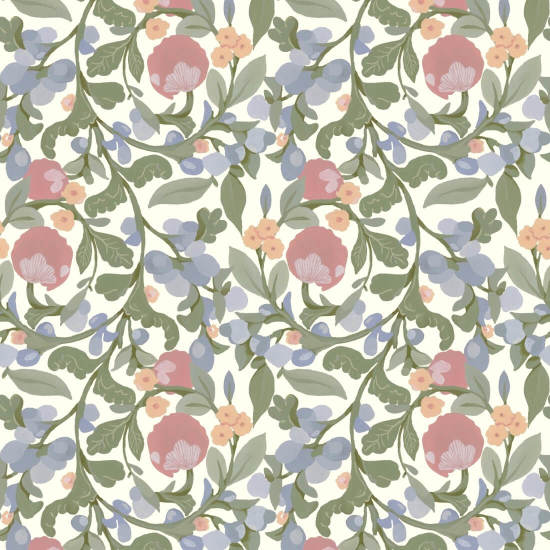 Budding Grove Spring Blossom Floral Wallpaper