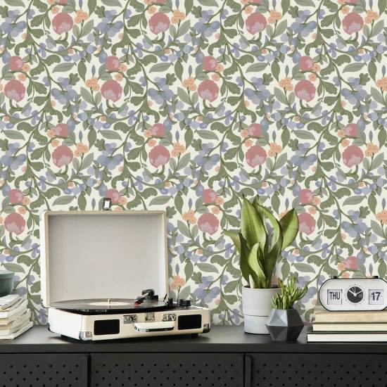 Budding Grove Spring Blossom Floral Wallpaper