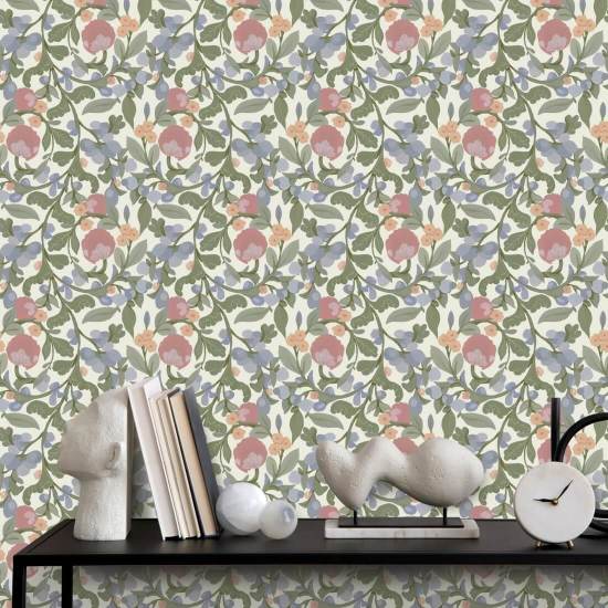 Budding Grove Spring Blossom Floral Wallpaper