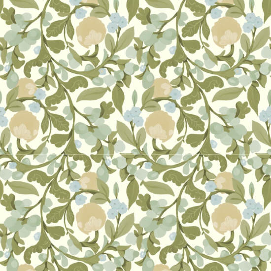 Budding Grove Vintage Linen Floral Wallpaper
