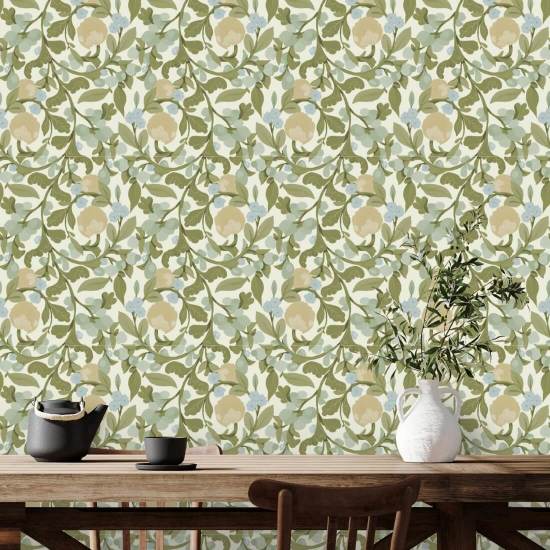 Budding Grove Vintage Linen Floral Wallpaper