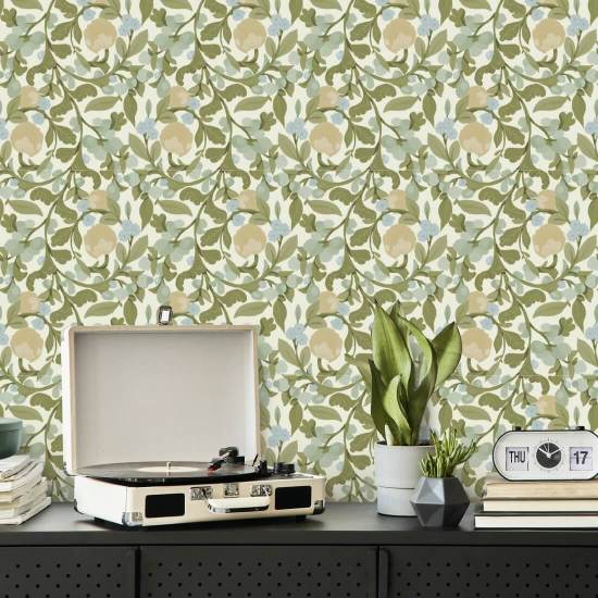 Spirende lund Vintage lin blomstertapet