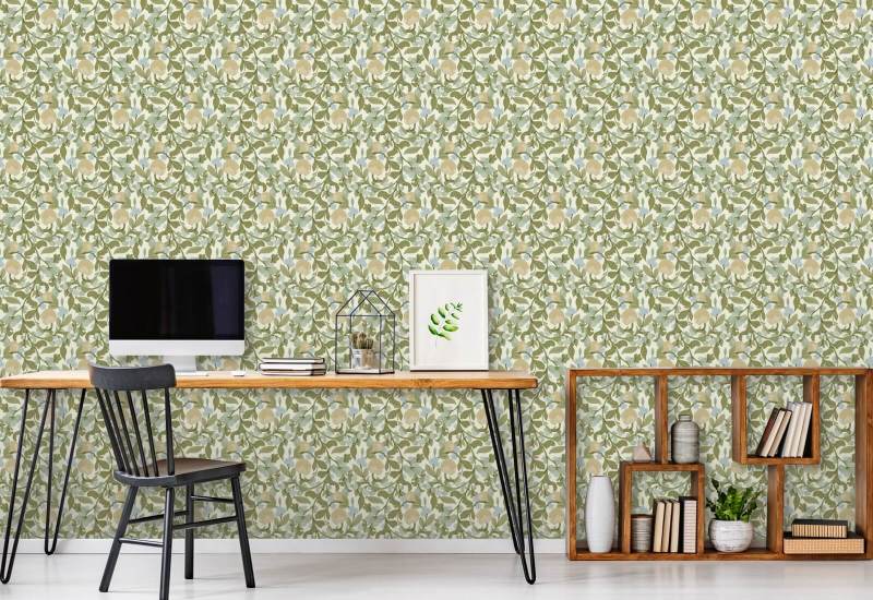Spirende lund Vintage lin blomstertapet