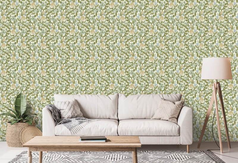 Bosque em brotamento Papel de parede floral de linho vintage