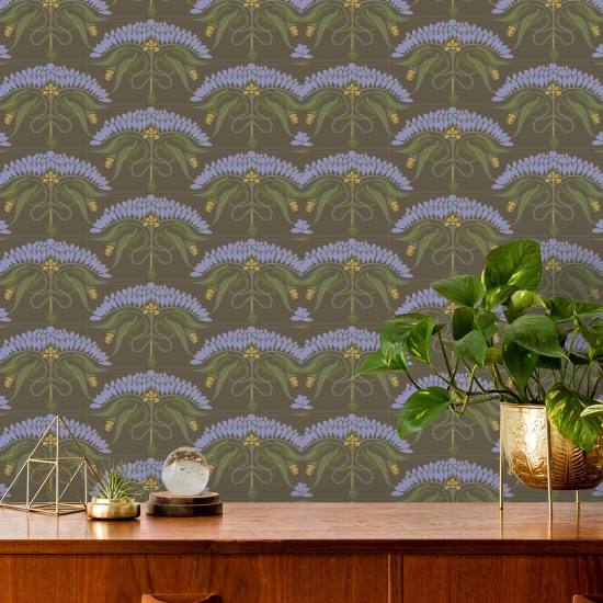 Fleur de Rêve Brown Lavender Floral Wallpaper