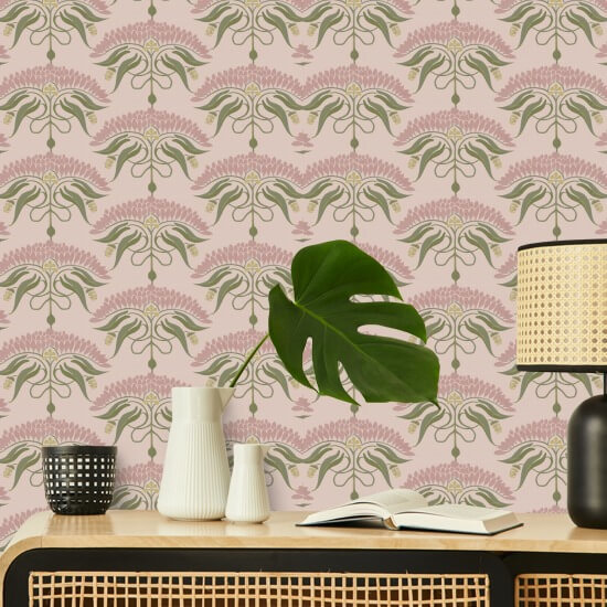 Flor de Rê ve Papel pintado floral de pétalo rosa