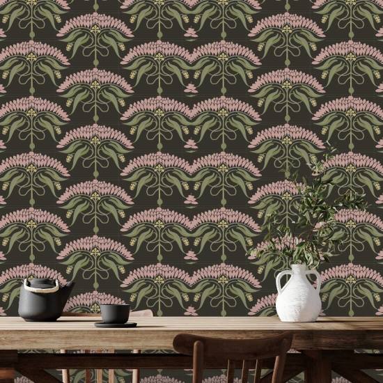 Fleur de Rêve Soot Floral Wallpaper