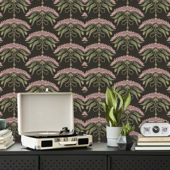 Fleur de Rêve Soot Floral Wallpaper