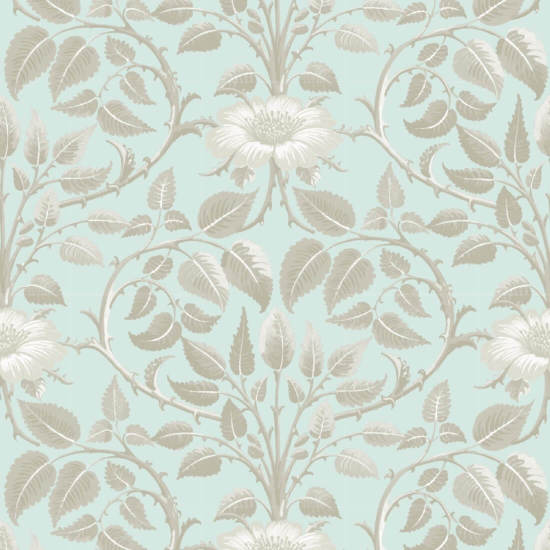 Garden Vine Alabaster Blue Botanical Wallpaper