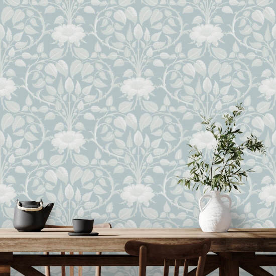 Garden Vine Frosted Pearl Botanical Wallpaper