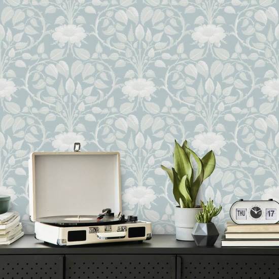 Garden Vine Frosted Pearl Botanical Wallpaper