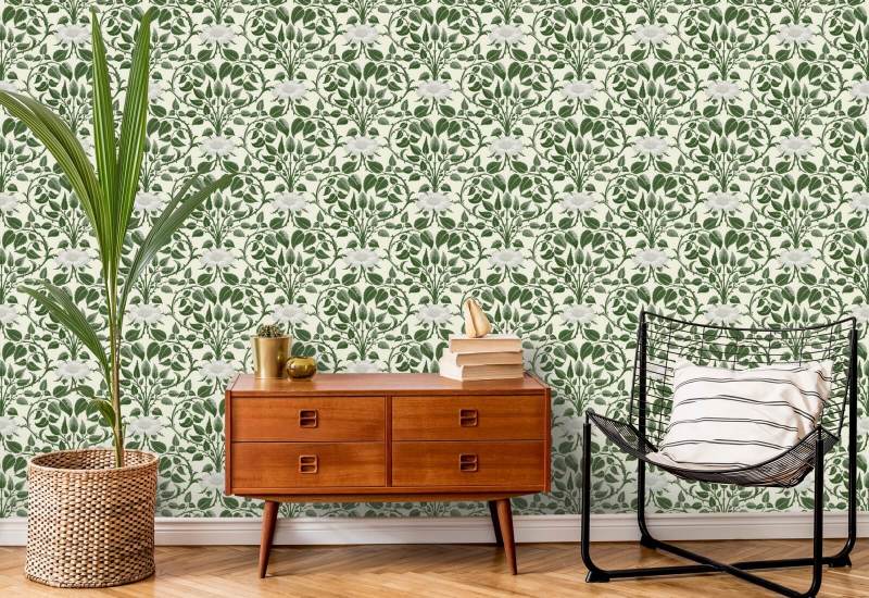 Garden Vine Ivy Green Botanical Wallpaper