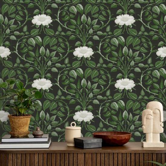 Garden Vine Shaded Leaf Botanical Wallpaper