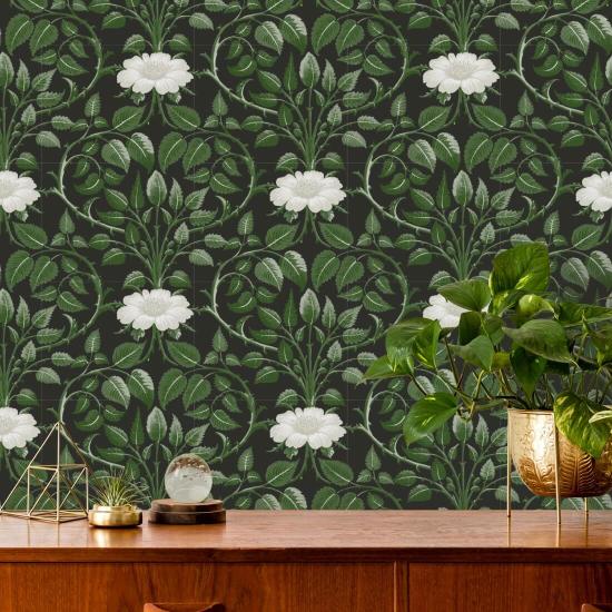 Garden Vine Shaded Leaf Botanical Wallpaper
