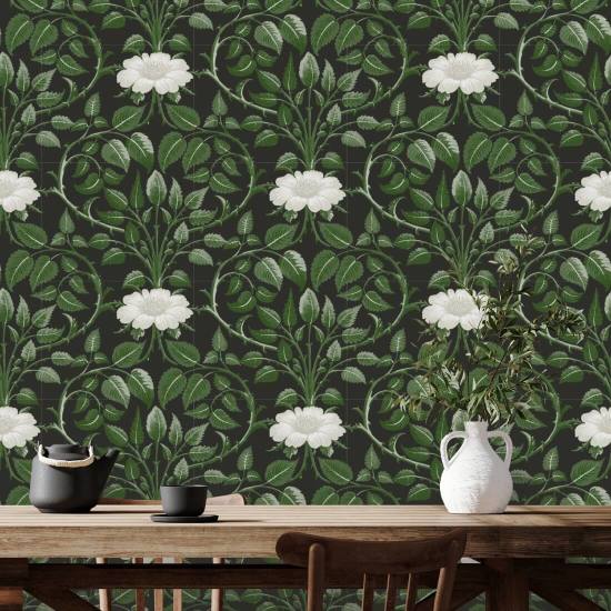 Garden Vine Shaded Leaf Botanical Wallpaper