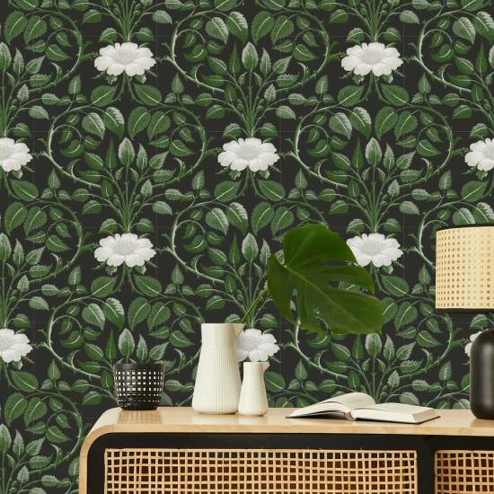 Garden Vine Shaded Leaf Botanical Wallpaper