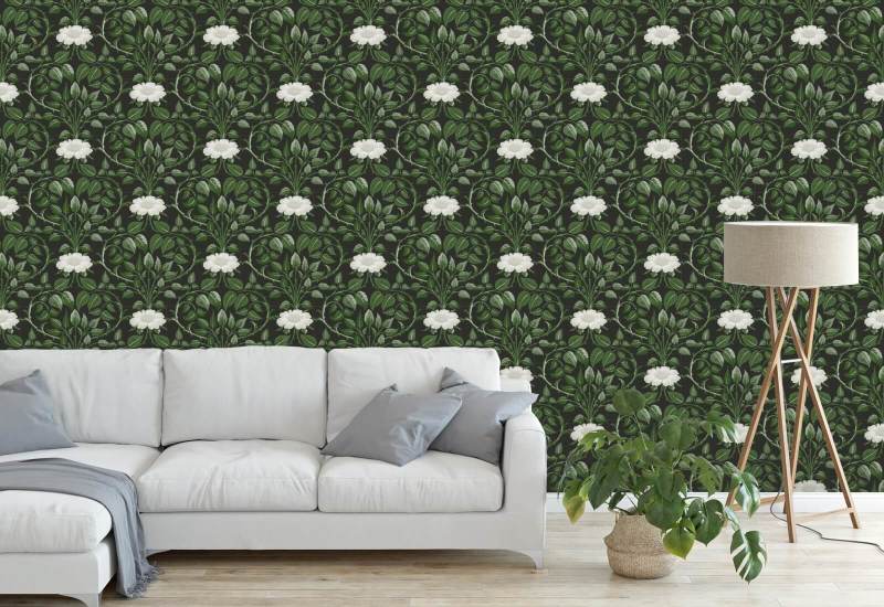 Vite da giardino Carta da parati botanica con foglie ombreggiate