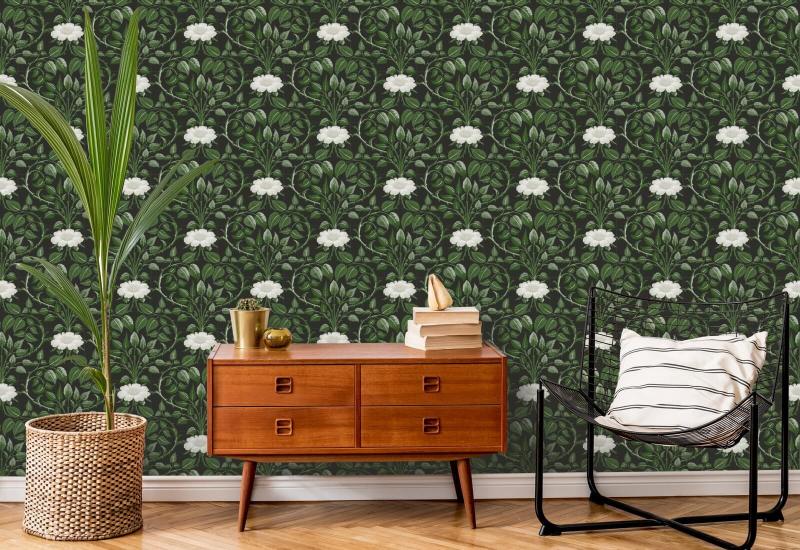 Garden Vine Shaded Leaf Botanical Wallpaper