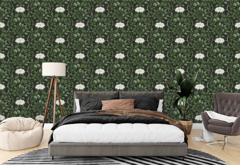 Garden Vine Shaded Leaf Botanical Wallpaper