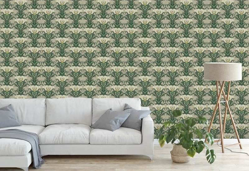 Spegelblomma Leaf & Linen Botanisk tapet