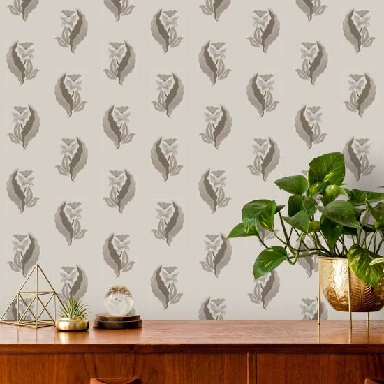 Morning Glory Earthen Brown Botanical Wallpaper