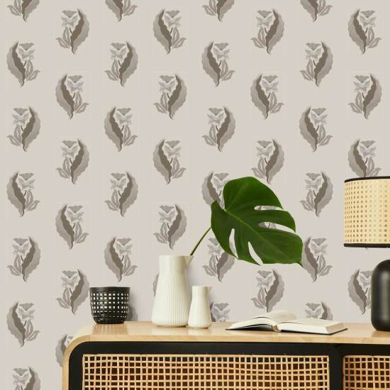 Morning Glory Earthen Brown Botanical Wallpaper