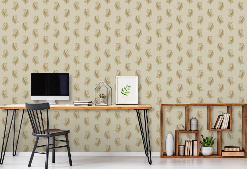 Glória da manhã Papel de parede botânico dourado