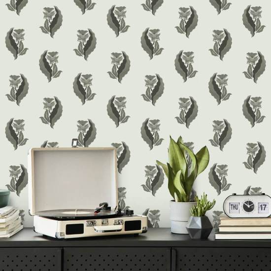 Morning Glory Ink Botanical Wallpaper