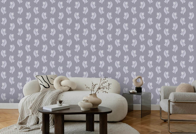 Gloire matinale Papier peint botanique gris violacé