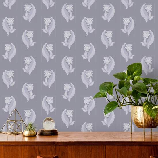 Gloire matinale Papier peint botanique gris violacé
