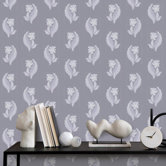 Morning Glory Purpled Gray Botanical Wallpaper