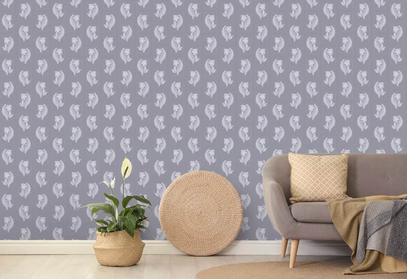 Morning Glory Purpled Gray Botanical Wallpaper